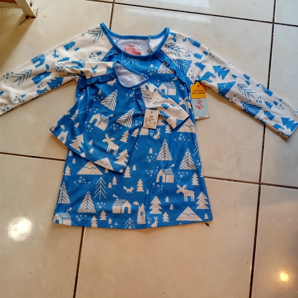 Cat & Jack Girl and doll matching pajama sleepwear dress girl size 3 - Picture 6 of 6